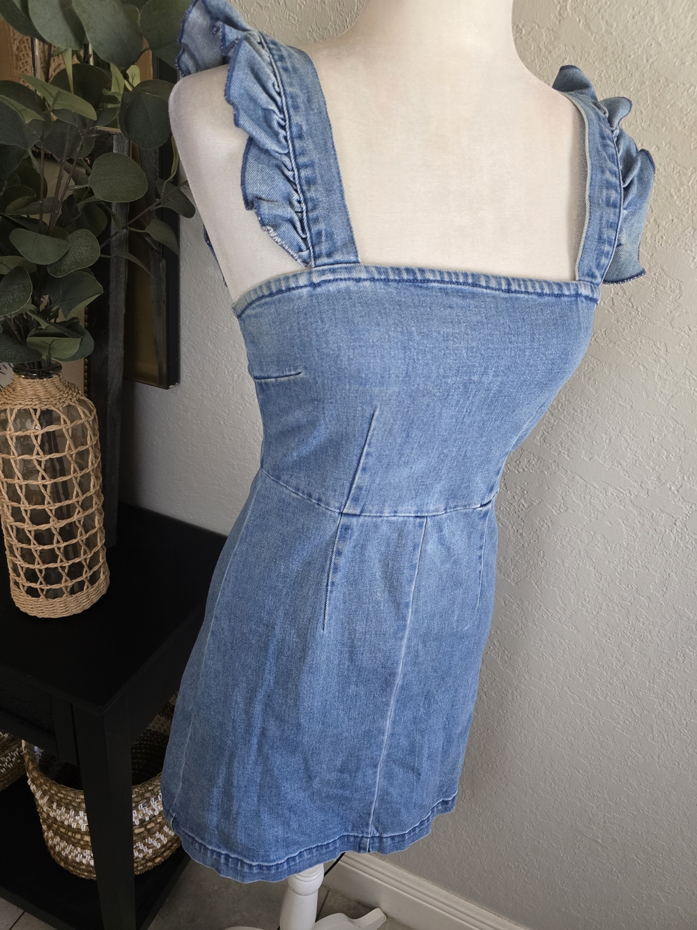 Show Me Your MuMu Ruthie Ruffle Denim Mini Dress - Picture 3 of 9